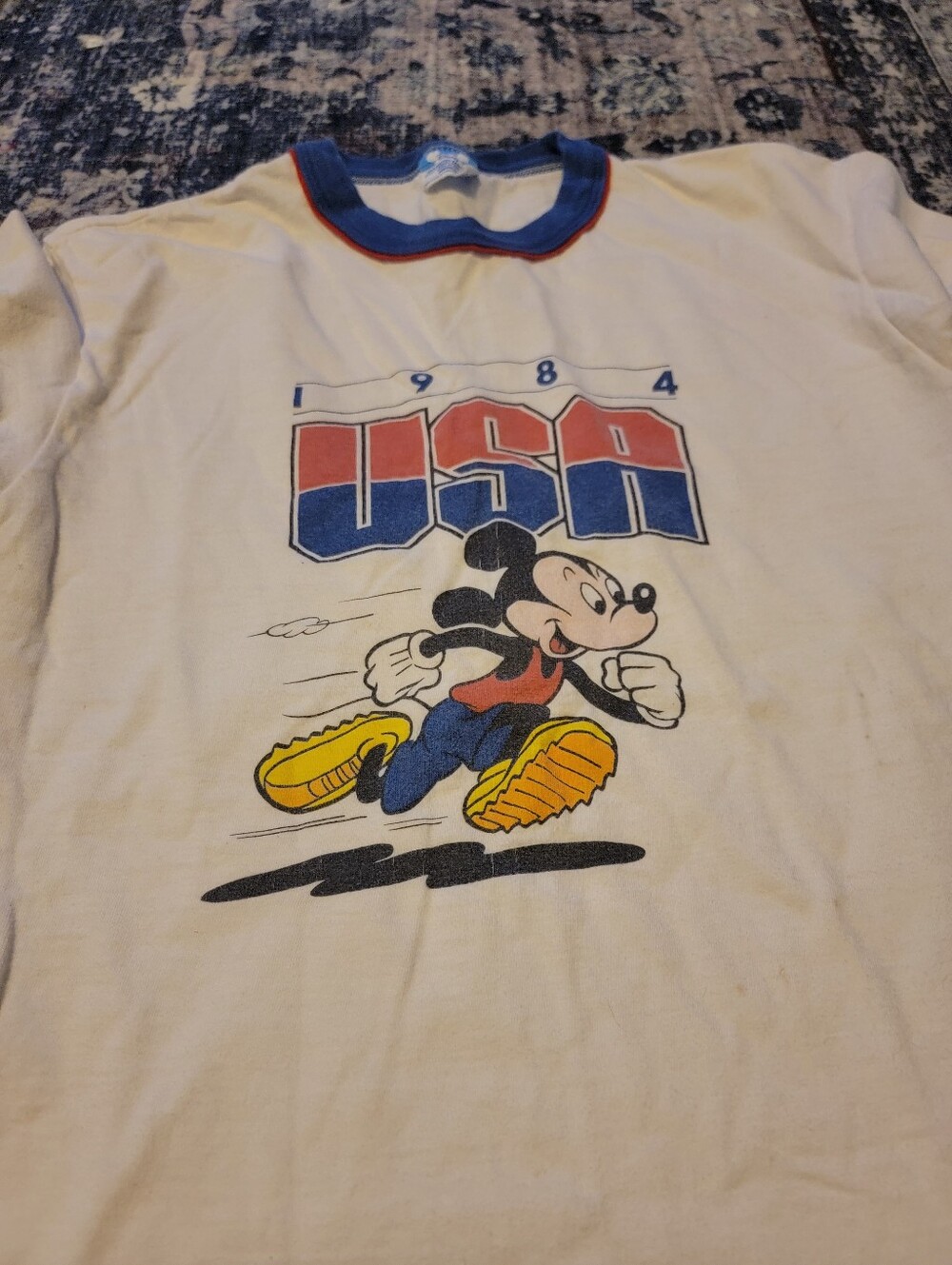 80s Disney Mickey Single Stitch Tshirt Ringer Tshirt